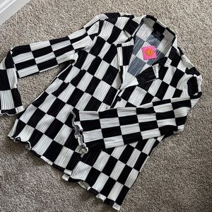 NEW Dressed In Lala Black and White Checkered Blouse